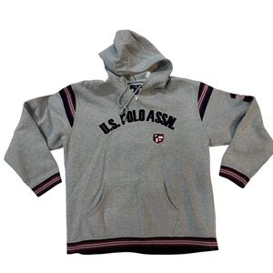 U.S. Polo Assn. Gray Hoodie with Black and Red Accents